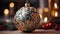 A Christmas ball with a complex pattern, a toy for decorating a Christmas tree, close-up