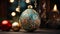 A Christmas ball with a complex pattern, a toy for decorating a Christmas tree, close-up