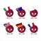 Christmas ball dark purple cartoon character bring the flags of various countries
