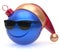 Christmas ball emoticon smiley face eyeglasses adornment blue