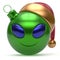 Christmas ball Happy New Year bauble smiley alien face green