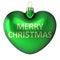 Christmas ball heart shaped bauble green with text Merry Xmas