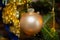 Christmas ball macro hanging on the Christmas tree