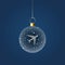 Christmas ball with a plane and snowflakes inside