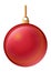 Christmas ball. Red glass sphere. Tree decoration