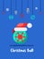 Christmas ball with santa hat icon with christmas ornament elements hanging