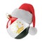 Christmas ball with Tajik flag and Santa Claus hat. Christmas and New Year in Tajikistan, concept. 3D rendering
