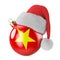 Christmas ball with Vietnamese flag and Santa Claus hat. Christmas and New Year in Vietnam, concept. 3D rendering