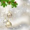 Christmas balls on abstract light grey background