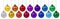 Christmas balls collection many baubles banner colorful decoration hanging isolated on white