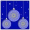Christmas balls cut the paper. Mandala snowflake in the ball. Background starry sky. Greeting card, invitation. Vector