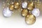 Christmas balls gold silver Background snow flake