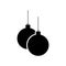Christmas balls hanging on threads pictogram, icon isolated on a white background.