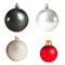 Christmas balls isolated on white background. Collection. Black, silver and red Xmas baubles