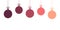 Christmas balls purple and pink ornaments card background