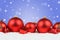 Christmas balls red decoration snow winter stars background copy