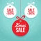 Christmas balls sale. Special offer vector tag. New year holiday card template. Shop market poster design