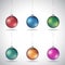 Christmas Balls with Small Dots and Silver String Vector Illustration