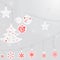 Christmas balls and snowflake on silver background