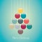 Christmas balls tree twine blue background