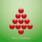 Christmas balls tree twine green background