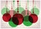 Christmas balls on vintage music notes background