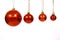 Christmas balls on a white bac