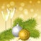 Christmas balls and wineglasses