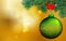 Christmas Banner with decorated green balls and fir branches - vector.