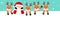 Christmas banner vector illustration, Santa Claus and reindeers hide behind snow wall