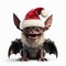 Christmas Bat With Santa Hat - 3d Rendering And Illustration