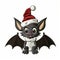 Christmas Bat Santa Hat Embroidery Design