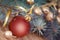Christmas bauble golden colors background.
