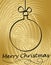 Christmas bauble on golden spiral patterned background