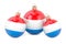 Christmas baubles with Luxembourgish flag, 3D rendering