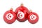 Christmas baubles with Tunisian flag, 3D rendering