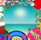 Christmas beach border with copy space.