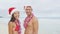 Christmas beach Hawaii vacation couple happy