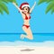 Christmas Beach Jumping Girl