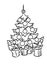 Christmas beautiful Christmas tree holiday gifts cartoon coloring page