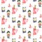 Christmas beautiful watercolor pattern, fairy tale nutcracker. Ballerina and princess, three-headed mouse king, baby