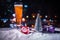 Christmas Beer on snow with decorative artwork