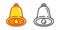 Christmas Bell vector icon illustration logo Gold ringing cartoon character