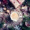 Christmas Beverage Coffee Cup Top View Fairy Tale