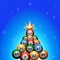 Christmas bingo lottery balls tree on blue background