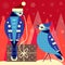 Christmas Birds Card with Blue Jay Couple