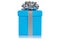 Christmas birthday gift present wedding blue box isolated on white background