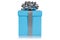 Christmas birthday gift present wedding light blue box isolated on white background