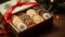 Christmas biscuits, holiday biscuit gift box and home bakes, winter holidays present for English country tea in the cottage,