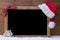Christmas Blackboard, Santa Hat, Red Loop, Copy Space, Snow